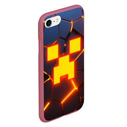 Чехол iPhone 7/8 матовый ОГНЕННЫЙ КРИПЕР 3D ПЛИТЫ FIRE CREEPER, цвет: 3D-малиновый — фото 2