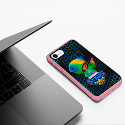 Чехол iPhone 7/8 матовый Леон BRAWL STARS соты, цвет: 3D-баблгам — фото 2
