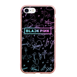 Чехол iPhone 7/8 матовый NEON BLACKPINK АВТОГРАФЫ, цвет: 3D-светло-розовый