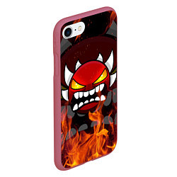 Чехол iPhone 7/8 матовый GEOMETRY DASH DEMON FIRE SMILE, цвет: 3D-малиновый — фото 2