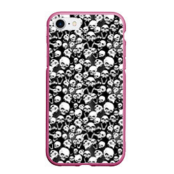 Чехол iPhone 7/8 матовый Screaming skulls & web, цвет: 3D-малиновый