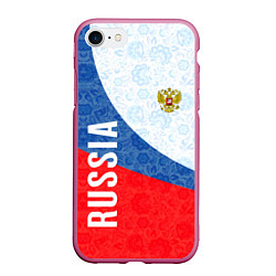 Чехол iPhone 7/8 матовый RUSSIA SPORT STYLE РОССИЯ СПОРТИВНЫЙ СТИЛЬ, цвет: 3D-малиновый