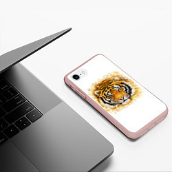Чехол iPhone 7/8 матовый Дикий Тигр Wild Tiger, цвет: 3D-светло-розовый — фото 2