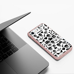 Чехол iPhone 7/8 матовый UNDERTALE WHITE PATTERN, цвет: 3D-светло-розовый — фото 2