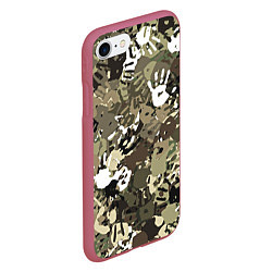 Чехол iPhone 7/8 матовый Камуфляж с отпечатками рук, цвет: 3D-малиновый — фото 2