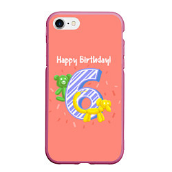 Чехол iPhone 7/8 матовый Шестой день рождения, цвет: 3D-малиновый