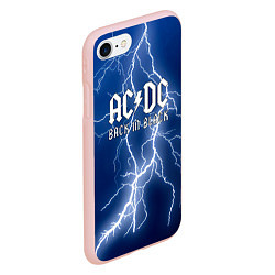 Чехол iPhone 7/8 матовый ACDC гроза с молнией, цвет: 3D-светло-розовый — фото 2