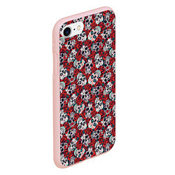 Чехол iPhone 7/8 матовый Skulls & roses, цвет: 3D-светло-розовый — фото 2