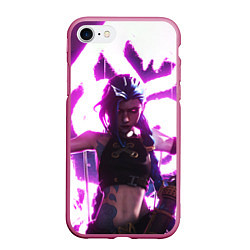 Чехол iPhone 7/8 матовый Arcane League Of Legends JINX NEON, цвет: 3D-малиновый