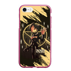 Чехол iPhone 7/8 матовый Bendy And The Ink Machine Бенди, цвет: 3D-малиновый