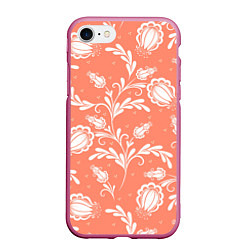 Чехол iPhone 7/8 матовый Красочный ЦвеТочный Узор, цвет: 3D-малиновый