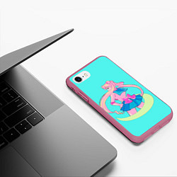 Чехол iPhone 7/8 матовый Мун спиной, цвет: 3D-малиновый — фото 2