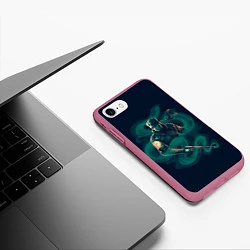 Чехол iPhone 7/8 матовый Снейк в дыму, цвет: 3D-малиновый — фото 2