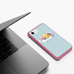 Чехол iPhone 7/8 матовый Спящий кролик, цвет: 3D-малиновый — фото 2
