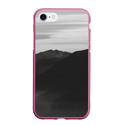 Чехол iPhone 7/8 матовый ТЕМНЫЕ ГОРЫ, цвет: 3D-малиновый