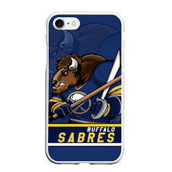 Чехол iPhone 7/8 матовый Баффало Сейберз, Buffalo Sabres, цвет: 3D-белый