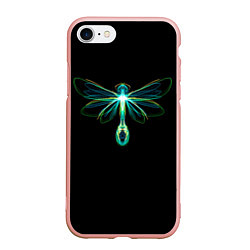 Чехол iPhone 7/8 матовый Неоновая стрекоза, цвет: 3D-светло-розовый