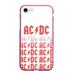 Чехол iPhone 7/8 матовый Acdc Паттерн, цвет: 3D-малиновый