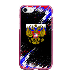 Чехол iPhone 7/8 матовый Russia Флаг с Гербом, цвет: 3D-малиновый