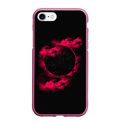 Чехол iPhone 7/8 матовый Черная дыра Красная туманность, цвет: 3D-малиновый