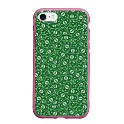 Чехол iPhone 7/8 матовый Зелёные Банкноты, цвет: 3D-малиновый