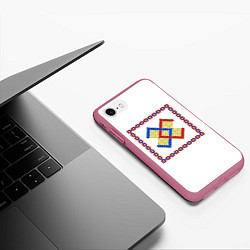 Чехол iPhone 7/8 матовый Славянский Обережный Символ Брачник, цвет: 3D-малиновый — фото 2