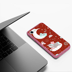 Чехол iPhone 7/8 матовый Единорог на облакеспящий единорог, цвет: 3D-малиновый — фото 2