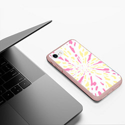 Чехол iPhone 7/8 матовый Розовый с желтым принт тай-дай, цвет: 3D-светло-розовый — фото 2