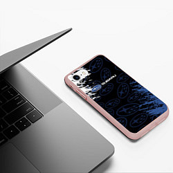 Чехол iPhone 7/8 матовый Subaru - Logo pattern, цвет: 3D-светло-розовый — фото 2