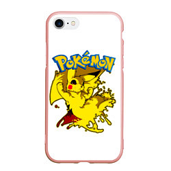 Чехол iPhone 7/8 матовый Пикачу злой Pokemon, цвет: 3D-светло-розовый