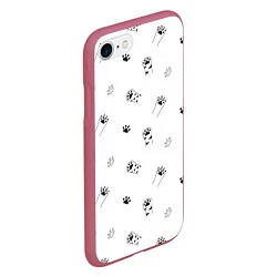 Чехол iPhone 7/8 матовый Паттерн - кошачьи лапки 3D, цвет: 3D-малиновый — фото 2