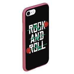 Чехол iPhone 7/8 матовый ROCK AND ROLL розы, цвет: 3D-малиновый — фото 2