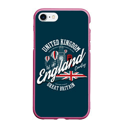 Чехол iPhone 7/8 матовый Англия England, цвет: 3D-малиновый