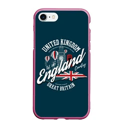 Чехол iPhone 7/8 матовый Англия England, цвет: 3D-малиновый