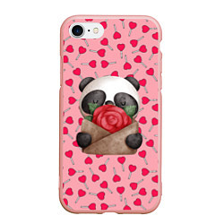 Чехол iPhone 7/8 матовый Панда с валентинкой день влюбленных, цвет: 3D-светло-розовый