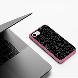 Чехол iPhone 7/8 матовый КОТИКИ и ЙОГА, цвет: 3D-малиновый — фото 2