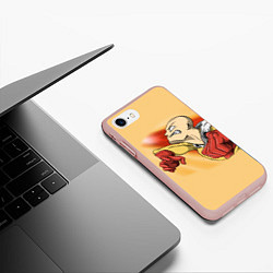 Чехол iPhone 7/8 матовый Сайтама - One Punch Man, цвет: 3D-светло-розовый — фото 2