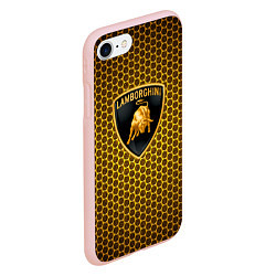 Чехол iPhone 7/8 матовый Lamborghini gold соты, цвет: 3D-светло-розовый — фото 2