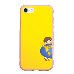 Чехол iPhone 7/8 матовый Мальчик из советского Атласа Мир, цвет: 3D-светло-розовый