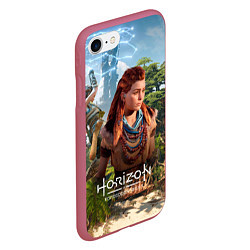 Чехол iPhone 7/8 матовый Элой Horizon Forbidden West, цвет: 3D-малиновый — фото 2