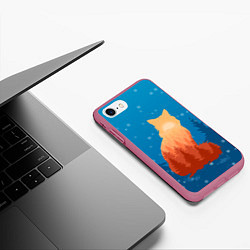 Чехол iPhone 7/8 матовый Лисица 3D, цвет: 3D-малиновый — фото 2