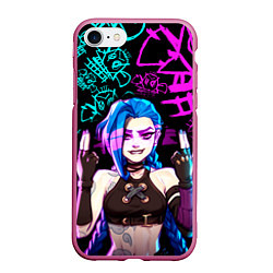 Чехол iPhone 7/8 матовый JINX ДЖИНКС NEON PATTERN, цвет: 3D-малиновый