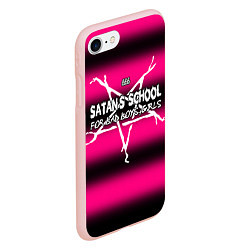 Чехол iPhone 7/8 матовый Satan school for bad boys and girls pink, цвет: 3D-светло-розовый — фото 2