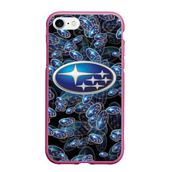 Чехол iPhone 7/8 матовый SUBARU BIG LOGO PATTERN, цвет: 3D-малиновый