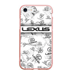 Чехол iPhone 7/8 матовый LEXUS BIG EMBLEMA PATTERN, цвет: 3D-светло-розовый