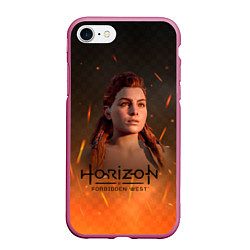 Чехол iPhone 7/8 матовый Horizon Forbidden West: Fire, цвет: 3D-малиновый