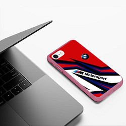 Чехол iPhone 7/8 матовый БМВ МОТОСПОРТ BMW MOTOSPORT, цвет: 3D-малиновый — фото 2