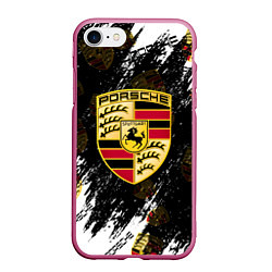 Чехол iPhone 7/8 матовый Porsche порше sport, цвет: 3D-малиновый