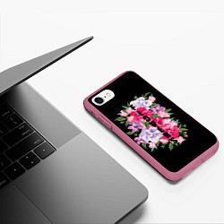 Чехол iPhone 7/8 матовый Букет цветов, цвет: 3D-малиновый — фото 2