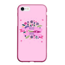 Чехол iPhone 7/8 матовый Привет весна!, цвет: 3D-малиновый